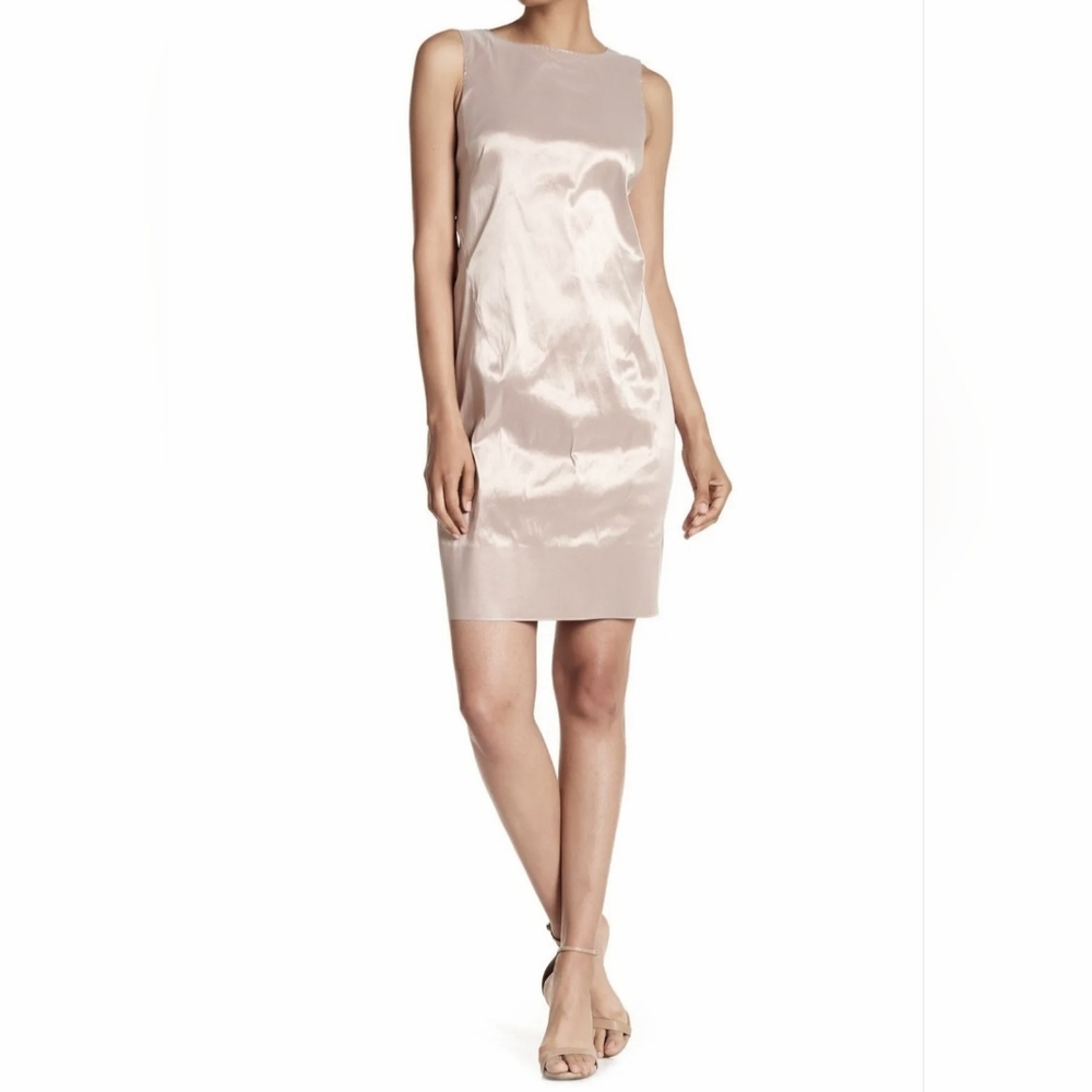 Lafayette 148 New York Luna Silver Metallic Dress Shift Sleeveless Size Medium